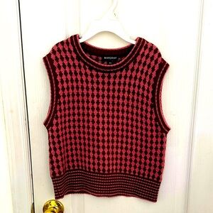 Bonjour Kids Pink and Brown Sleeveless Sweater Vest 10 years